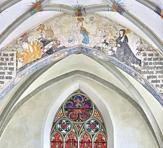 Spätgotische Malerei am Chorbogen in der Klosterkirche St. Anna des Klosters Heiligkreuztal