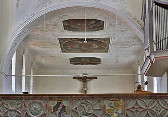 Detail der Verzierung der Nonnenempore in der Bruderkirche des Klosters Heiligkreuztal