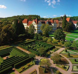 Kloster und Schloss Salem, Gartenansicht des Klosters