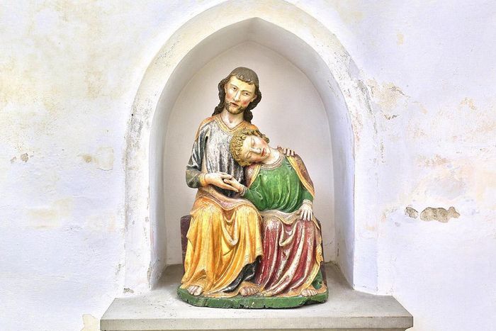 Christus-Johannes-Gruppe, Holz, um 1320, Klosterkirche St. Anna des Klosters Heiligkreuztal
