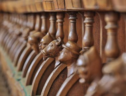 Detail des Chorgestühls der Nonnenempore in der Bruderkirche des Klosters Heiligkreuztal